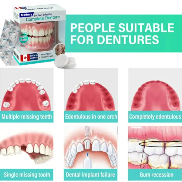 ✅ Proudly made and shipped from Canada| Medazy® Suction-fit Complete Denture 🦷🍎🍏